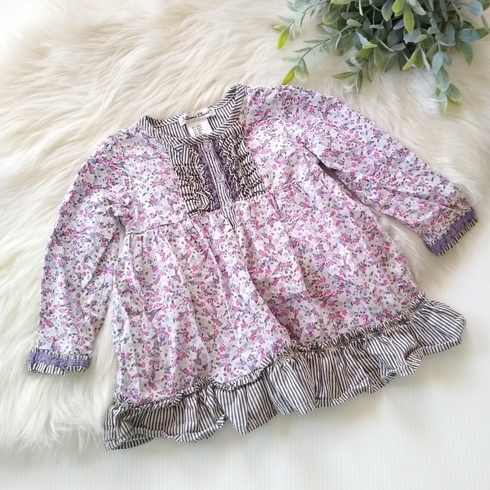 JILLIAN'S CLOSET baby girl floral & stripes ruffle tunic